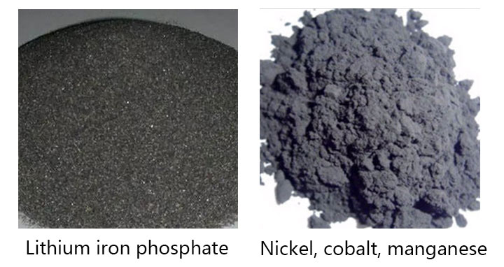 Lithium iron phosphate and nickel cobalt manganese